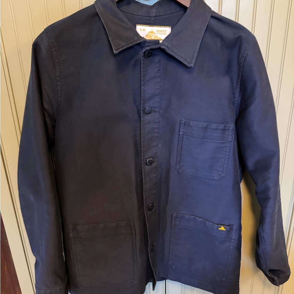 Le Mont St Michel Navy Real Work Jacket Cotton Moleskin Size Medium
